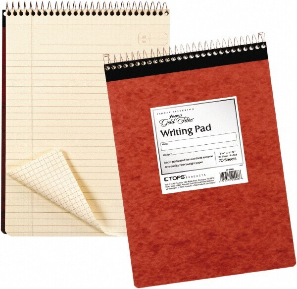 Wirebound Notebook: 70 Sheets, Legal Ruled, Red Paper