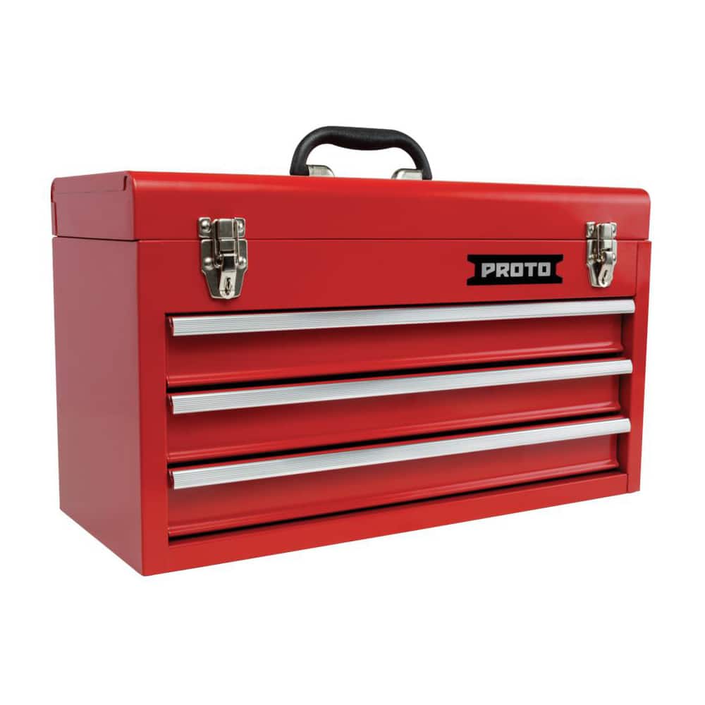 BIG RED 3 Drawer 20 Metal Tool Box Portable Steel Tool Chest with