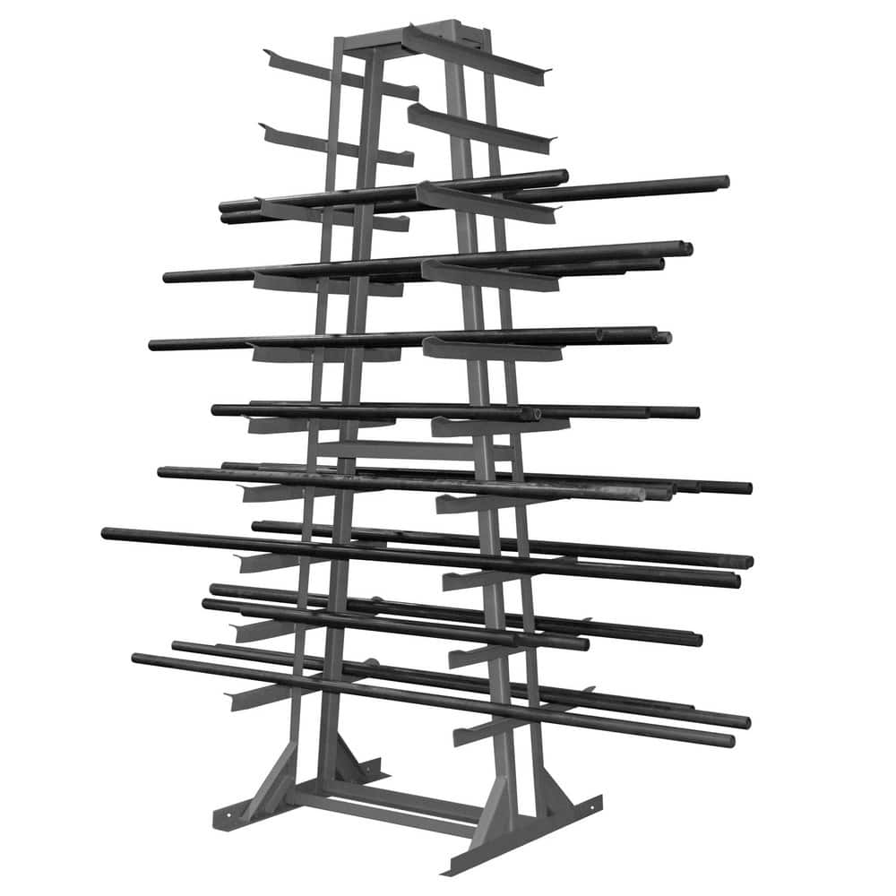 2-Sided Horizontal Bar Storage Rack: 2,600 lb Capacity, 9 Bays