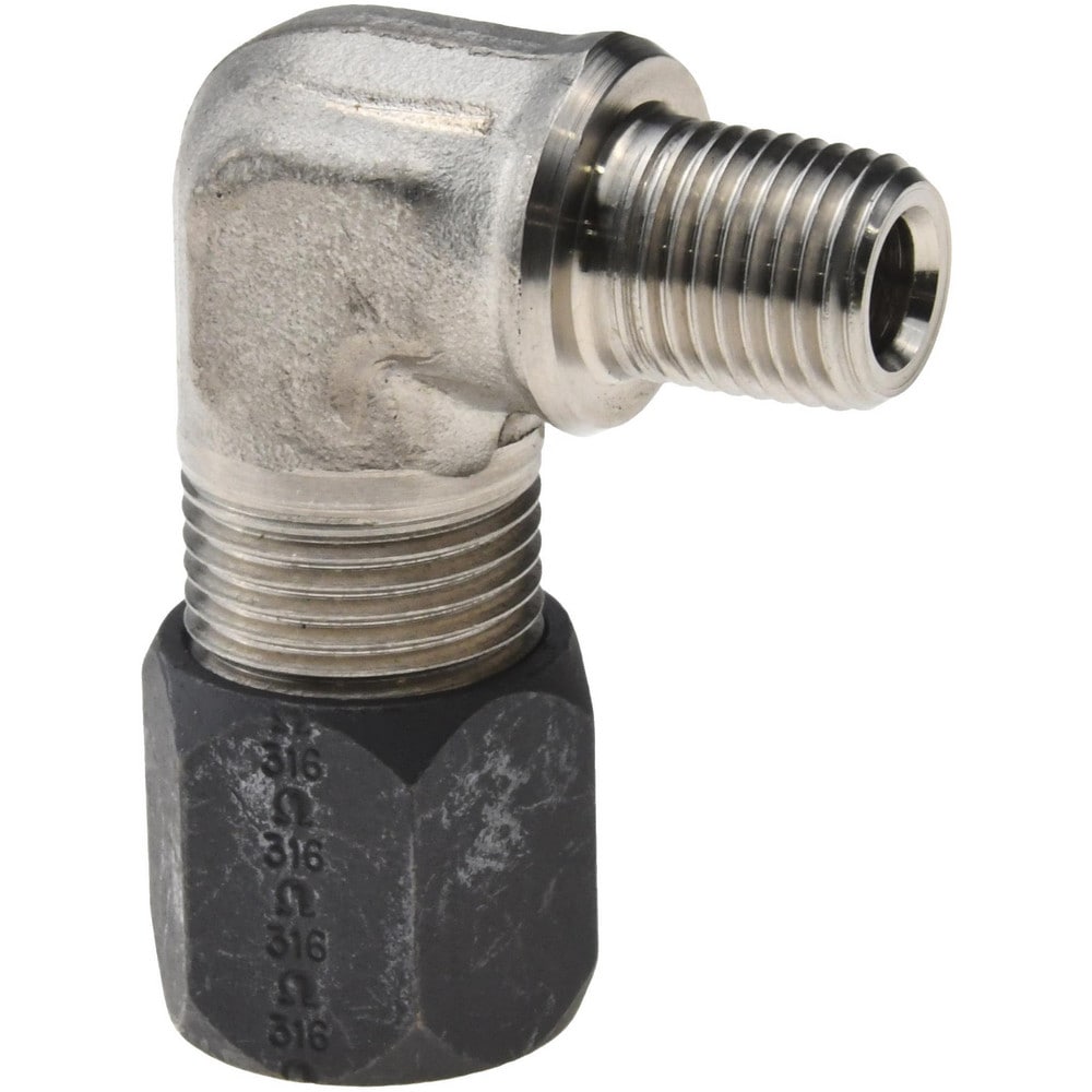 Compression Tube Male Elbow: 1/4-18" Thread, Compression x MPT