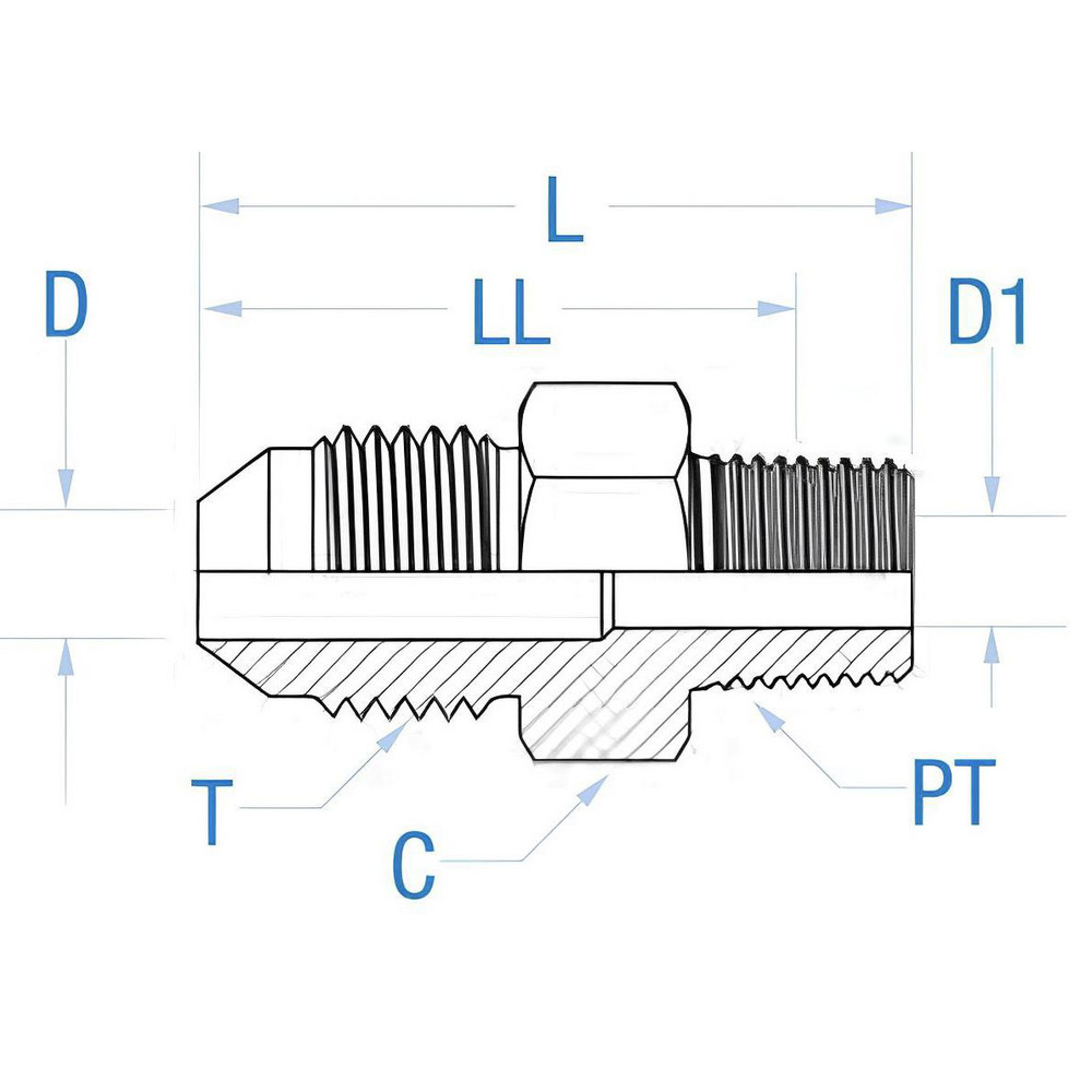 Made in USA - Stainless Steel Flared Tube Connector: 2