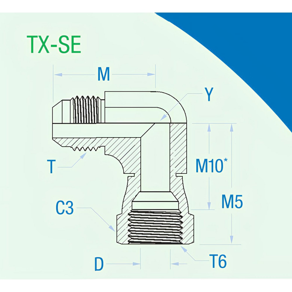 Stainless Steel Flared Tube Female Elbow: 5/8" Tube OD, 7/8-14 Thread, 37 ° Flared Angle