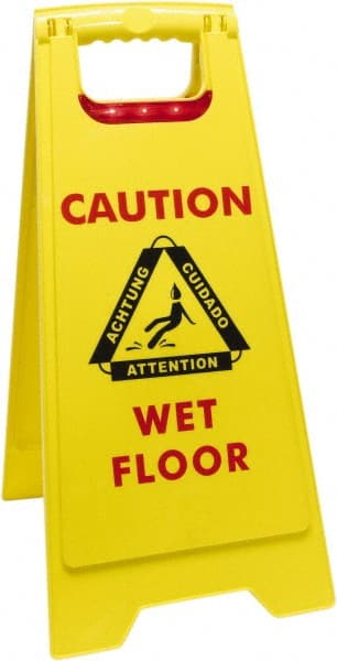 Hillman Group Caution Wet Floor Sign Safety Yellow Safe Cuidado Piso Mojado NEW 