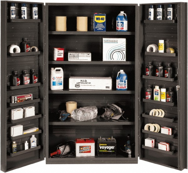 Durham 4 Shelf Locking Storage Cabinet - Steel, 48" Wide x 24" Deep x 84" High, Gray | Part #SJC-DLP4S14DS95