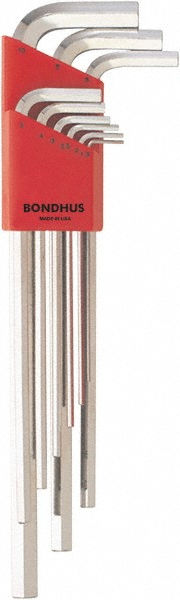 9 Piece, L-Key Hex Key Set - 1.5 to 10mm Range, Protanium High Torque Steel