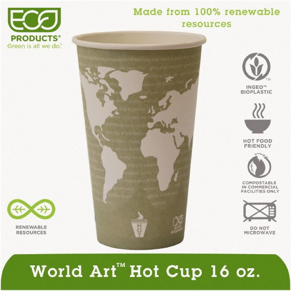 ECO PRODUCTS - Case of (20) Packs World Art Renewable Compostable Hot ...