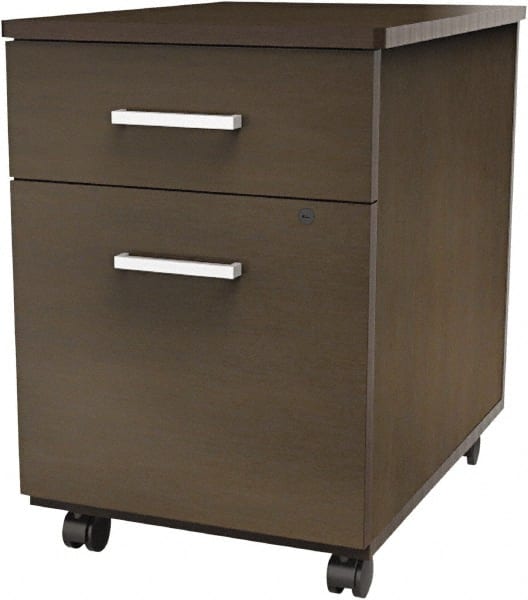 File Cabinets-Pedestal File Cabinet: 2 Drawers, Laminate, Mocha