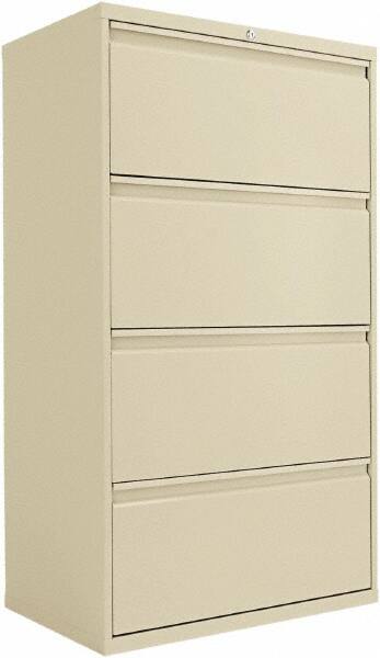 Horizontal File Cabinet: 4 Drawers, Steel, Putty