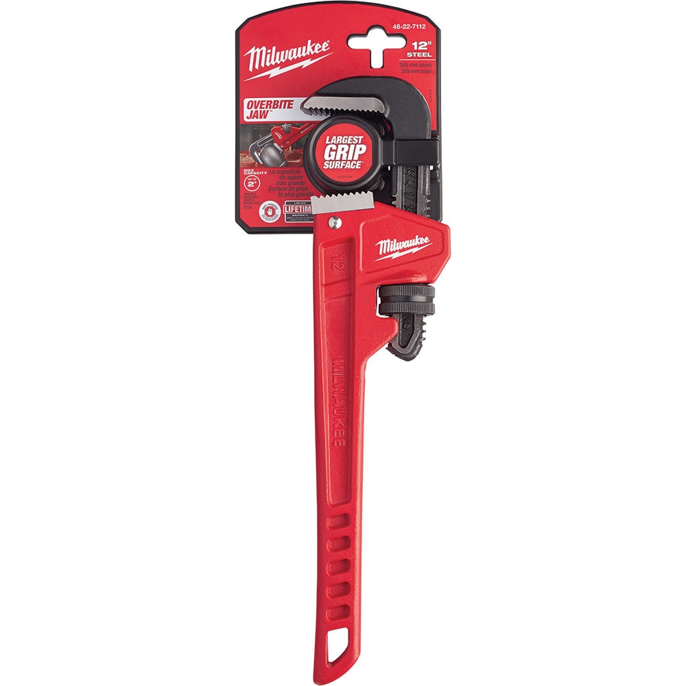 Milwaukee Tool 48-22-7112 Pipe Wrench: 12" OAL, Steel Image