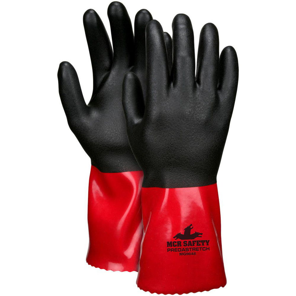 Chemical Resistant Gloves: Memphis® MG9648, Size Large, PVC, Supported, General Purpose Chemical-Resistant - Black, Pair, FDA Approved