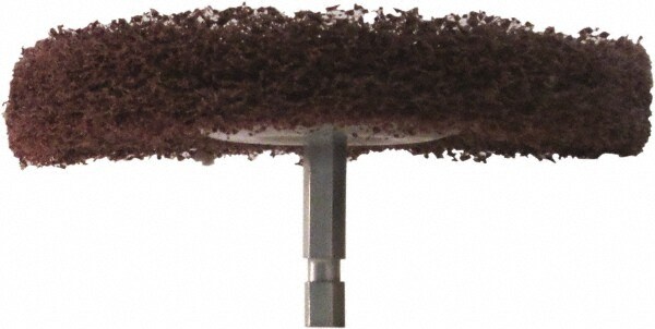 Mounted Spiral Sewn Buffing Wheel: 4" Dia, 1/4" Thick, 1/4" Shank Dia