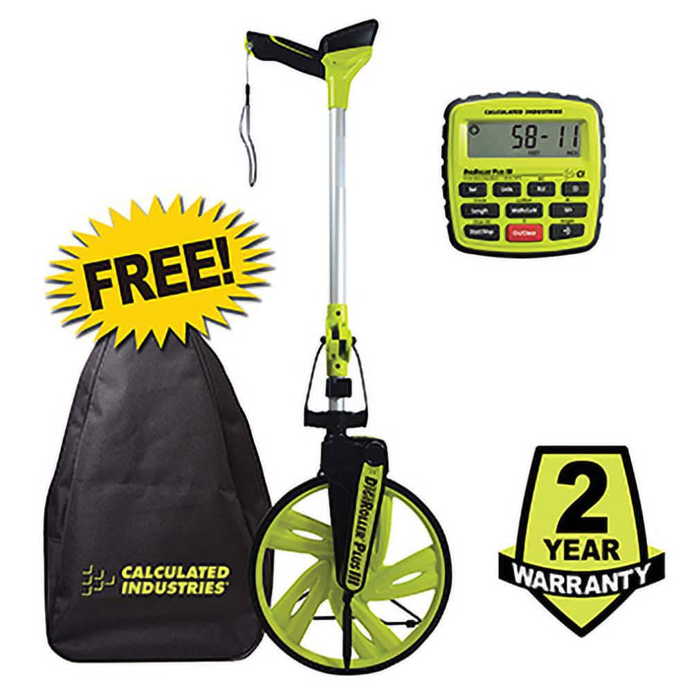 CALCULATED INDUSTRIES 6575 9,999,999 Counter Limit, 45" OAL, Fluorescent Green Measuring Wheel 