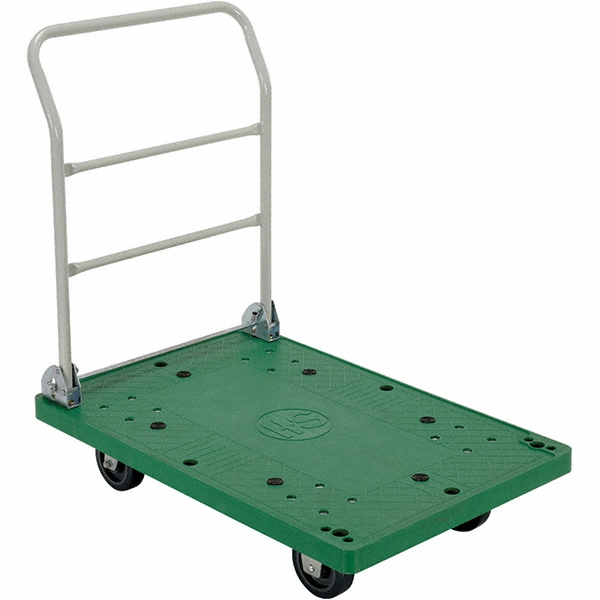 Vestil 2,000 Lb Capacity Plastic Platform Truck - 24" Wide x 36" Long x 36" High, Green, 2 Swivel/2 Rigid Poly-on-Poly Casters | Part #FPT-2537