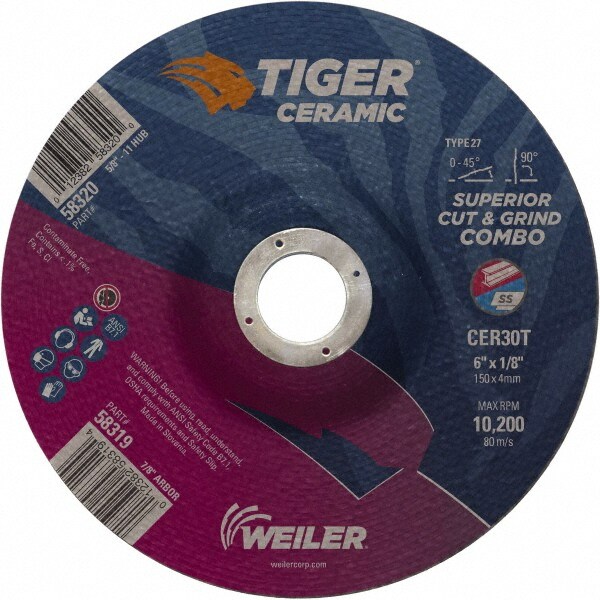 1//4 in Thick Hardness R Depressed Center Wheel 31 Pack Type 27 24 Grit 6 in Dia