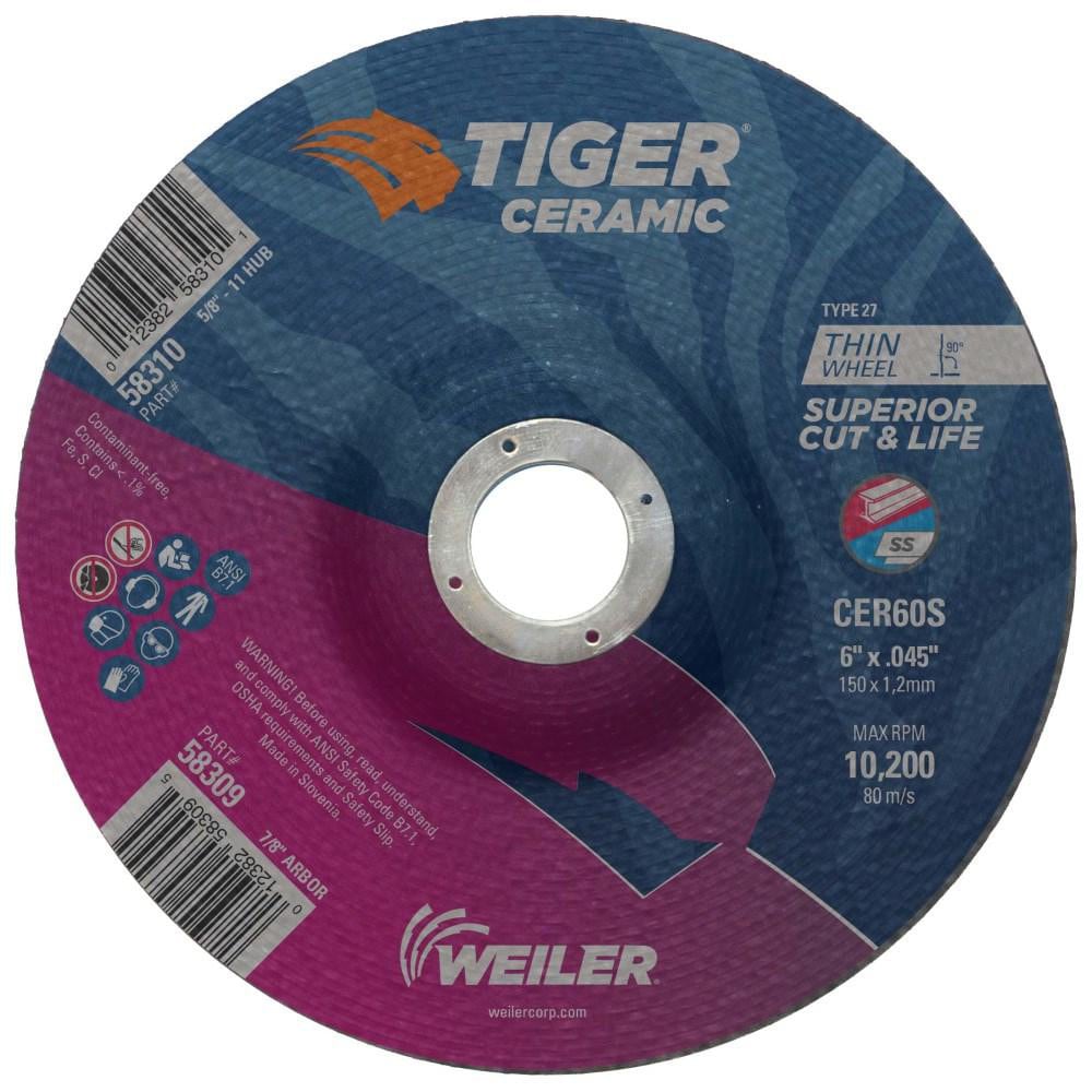 Depressed Center Wheel: Type 27, 6" Dia, 0.045" Thick, Ceramic