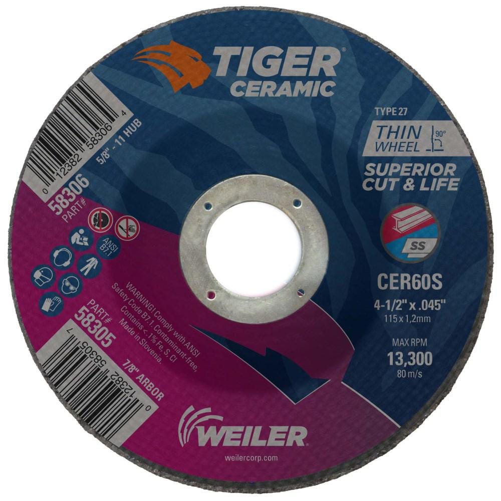 Depressed Center Wheel: Type 27, 4-1/2" Dia, 0.045" Thick, Ceramic