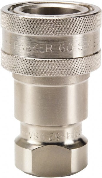Parker SSH6-62Y 60 Series 316 SS 3/4-14 NPTF Hydraulic Quick Coupling Fitting 