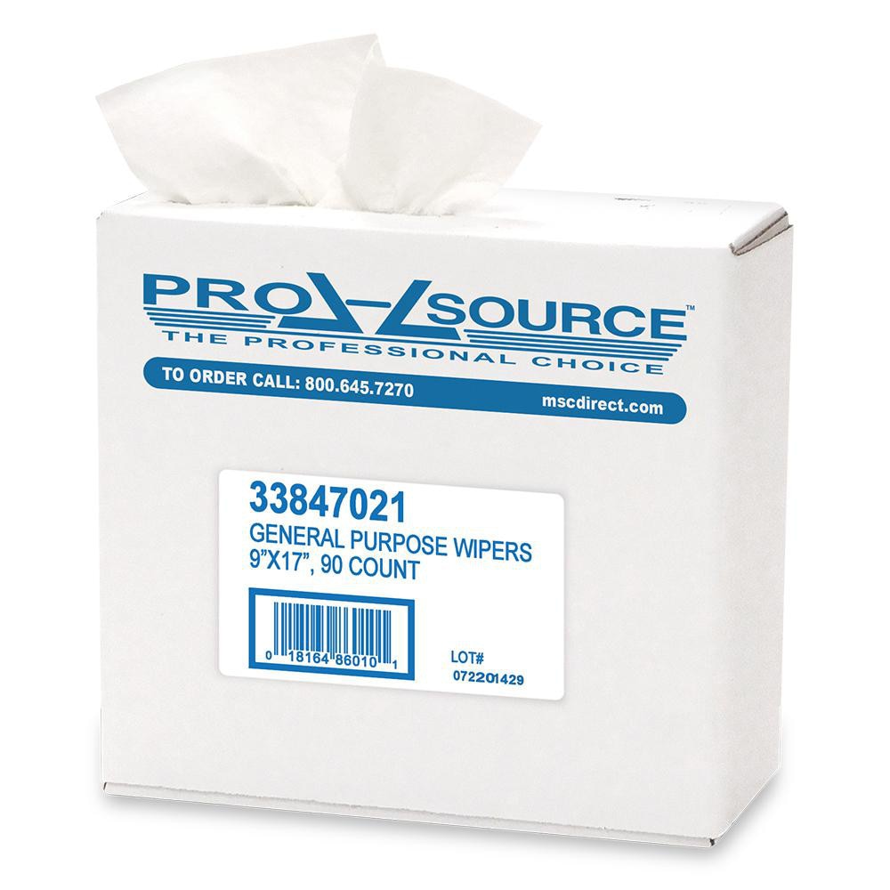 General Purpose Wipers: Box, Dry, White, 8 pack