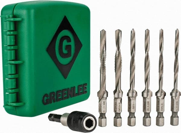 Greenlee LDTAPKIT #6-32 to 1/4-20, 3" Overall Length, 2" Drill Length, High Speed Steel Combination Drill and Tap Set 