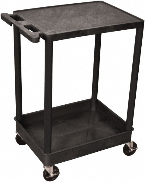 Shelf Utility Cart: 24" Long, 18" Wide, Plastic, Black