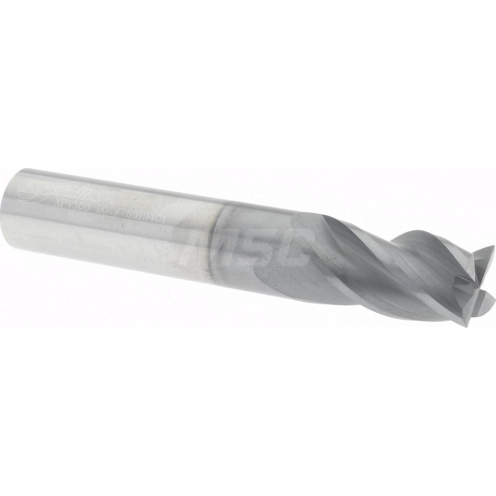 Supermill XPV500 Square End Mill: 1/2 Dia, 1 LOC, 1/2 Shank Dia, 3 OAL, 4 Flutes, Solid Carbide 