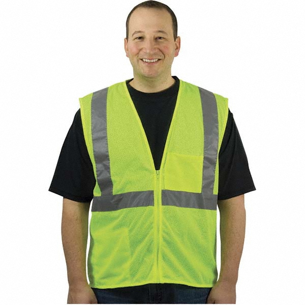 High Visibility Vest:  2X-Large, General Purpose Vest,  ANSI Class 2  - Hi-Vis Yellow,  2 Pocket 