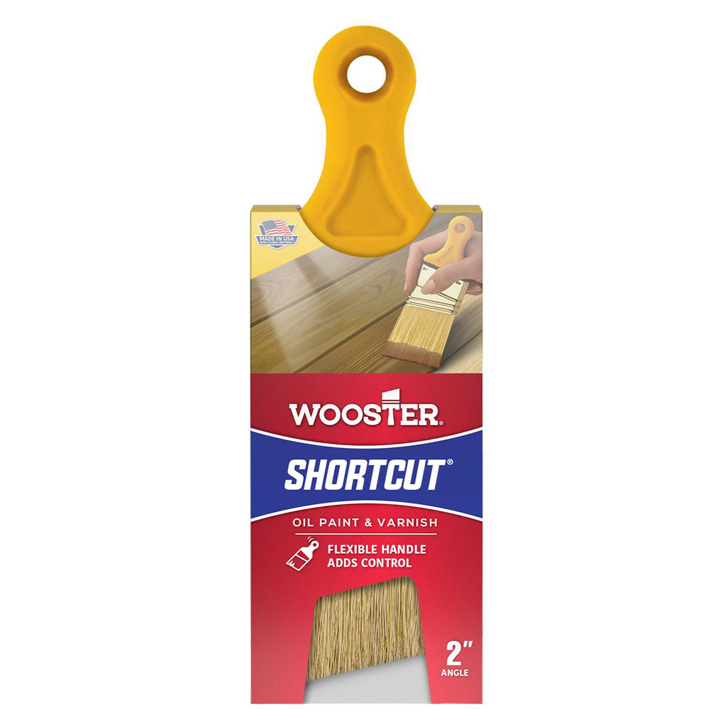 Wooster Brush Paint Brush: 2" Wide, Hog, Natural Bristle - 6-1/2" Short Plastic Handle, for Oil | Part #Z3215-2