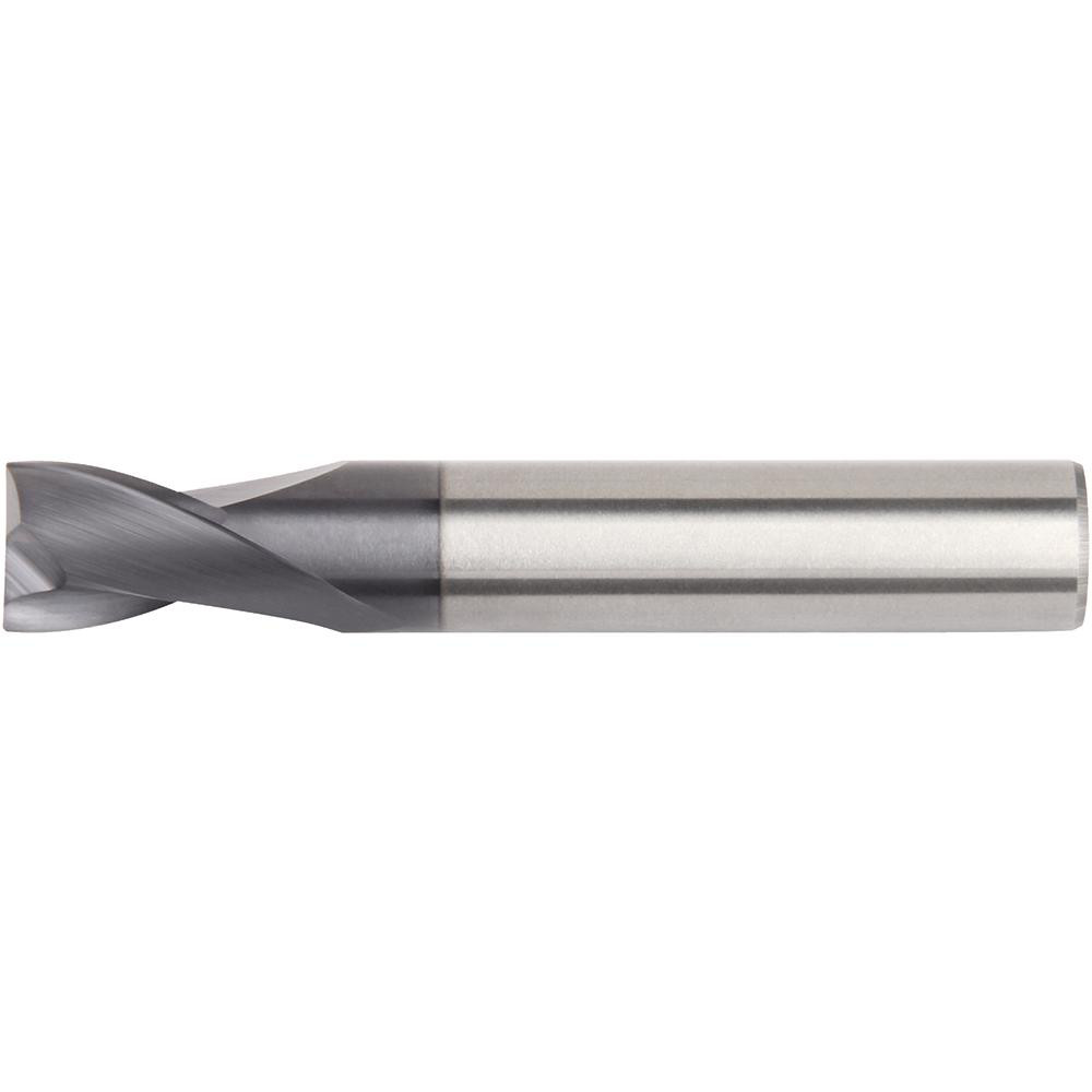 Square End Mill: 1/2" Dia, 5/8" LOC, 2 Flute, Solid Carbide - 2-1/2" OAL, 1/2" Shank Dia, 30 deg Helix, Bright/Uncoated Finish, Single End, Series I2S