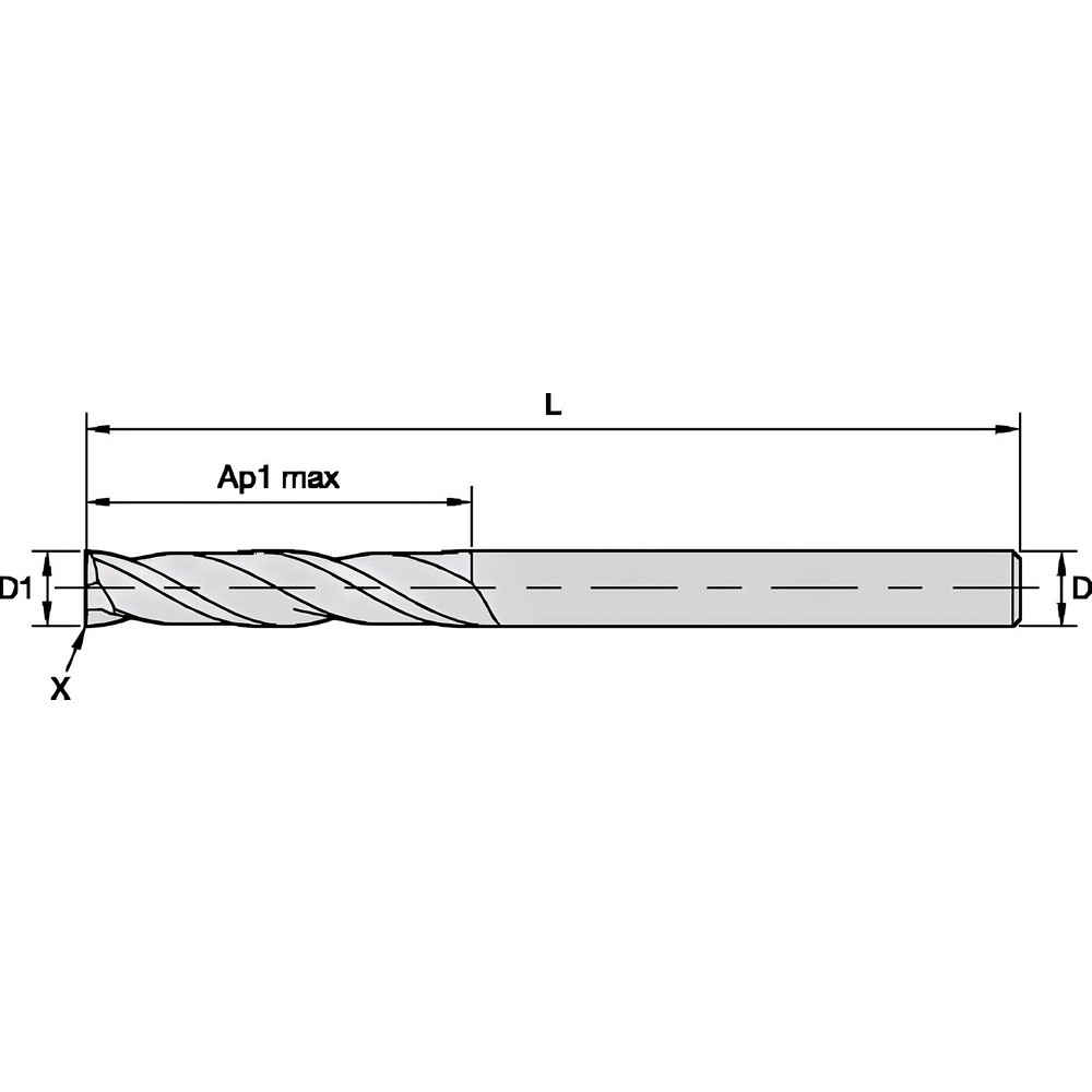 Widia Corner Chamfer End Mill 4.50 mm Dia, 14.00 mm LOC, 2 Flute, 0.