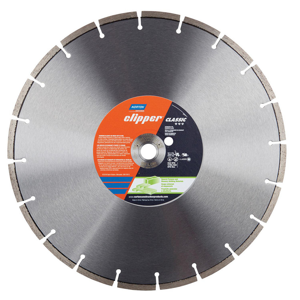 Norton Wet & Dry Cut Saw Blade 16" Dia, 1" Arbor Hole, 0.125" Kerf Width, 20 Teeth MSC