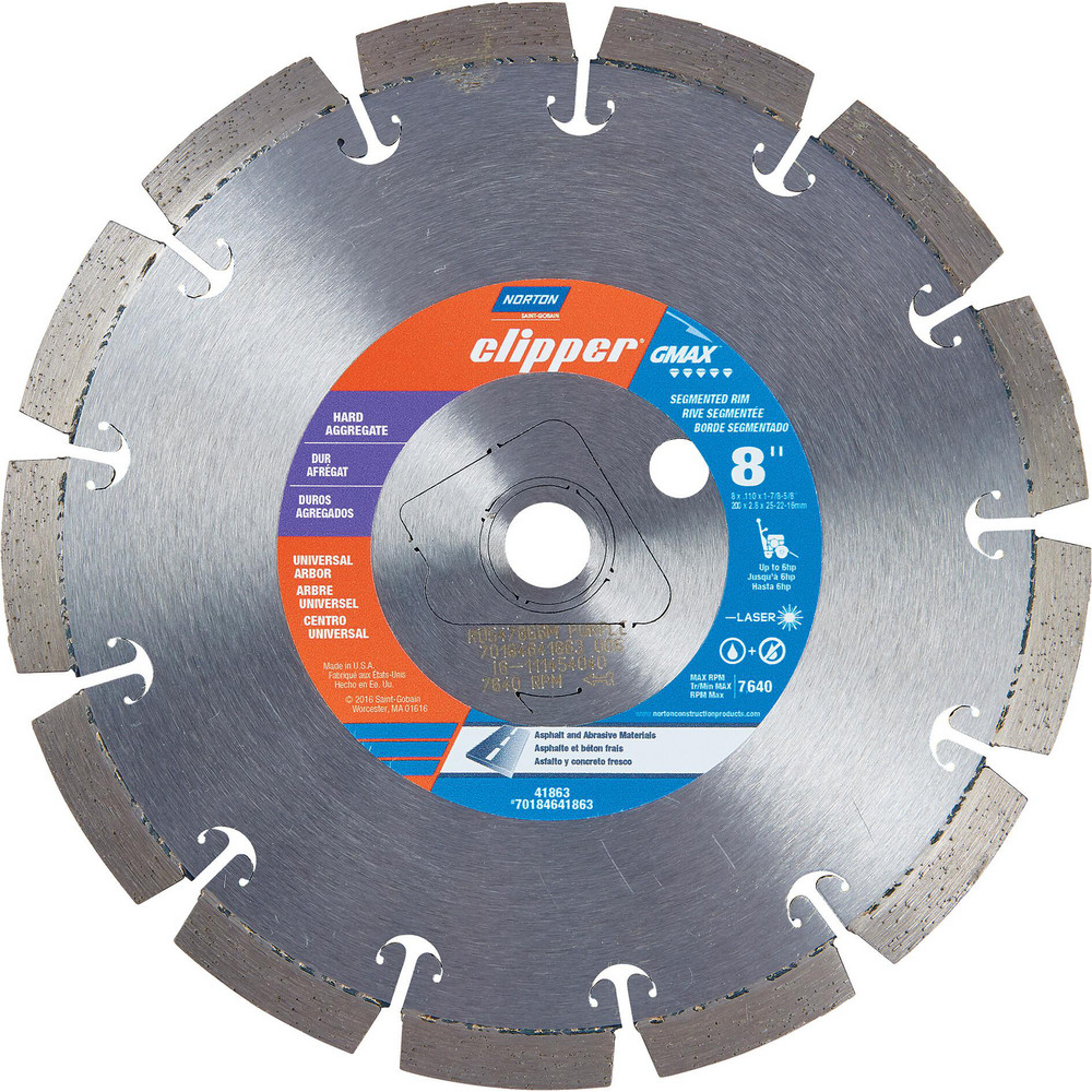 Norton Wet & Dry Cut Saw Blade 8" Dia, 1 7/8 & 5/8" Arbor Hole, 0.11