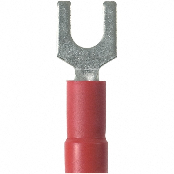 Standard Fork Terminal: Red, Vinyl, Partially Insulated, #6 Stud, Crimp