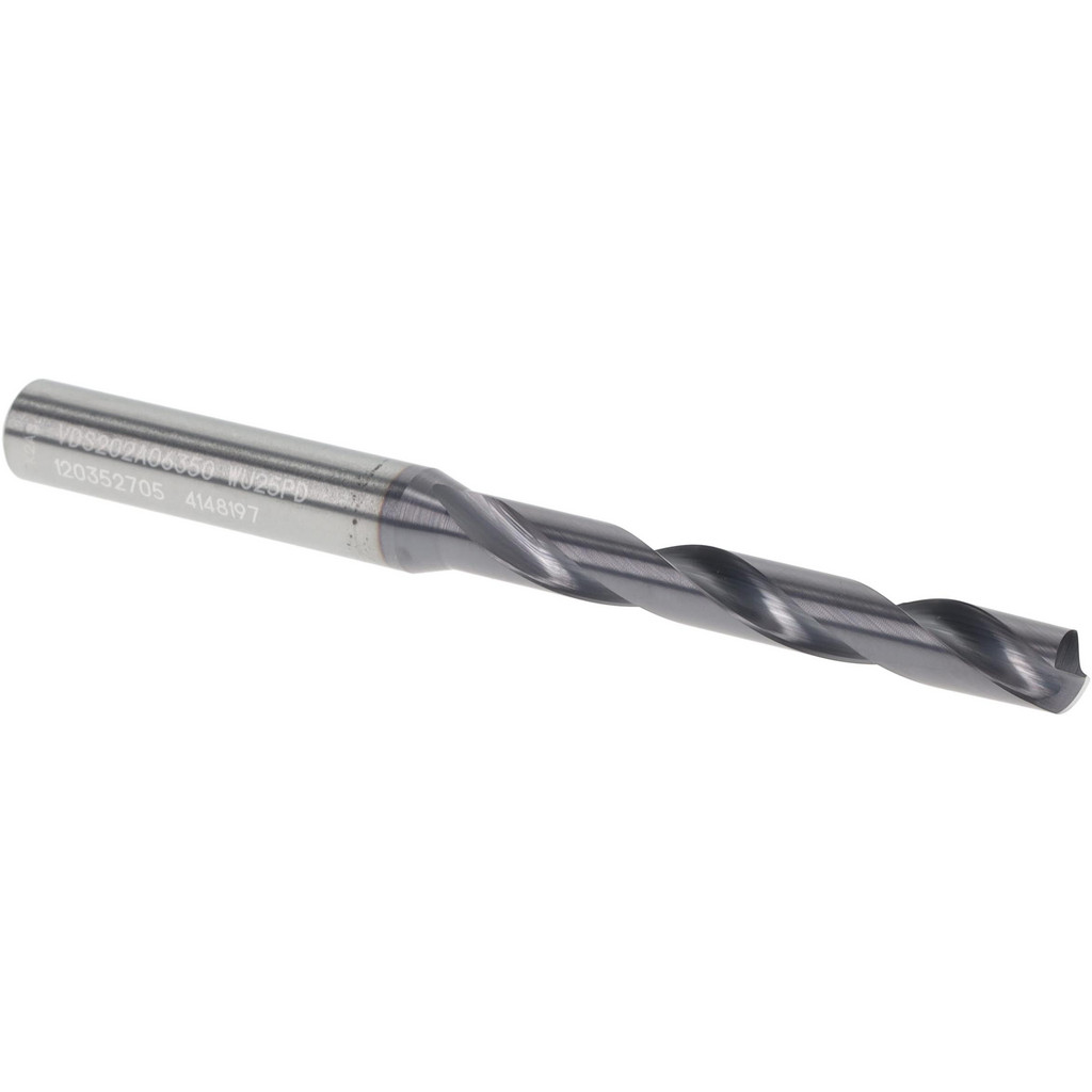 Widia 4148197 Screw Machine Length Drill Bits; Drill Bit Size (Inch): 1/4 ; Drill Bit Size (Decimal Inch): 0.2500 ; Drill Bit Size (Letter): E ; Cutting Direction: Right Hand ; Coating/Finish: TiAlN ; Spiral Type: Regular Spiral Image