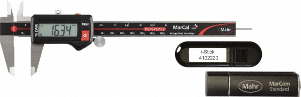 Electronic Caliper: 150.00 mm, 6", 0.0100 mm, 0.0005" Resolution, +/-0.03 mm, +/-0.0010" Accuracy, Data Output - Stainless Steel, IP67
