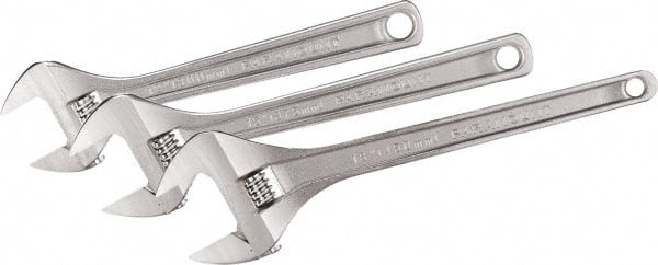 Paramount - Adjustable Wrench Set: 3 Pc, 10 6 & 8 Wrench, Inch