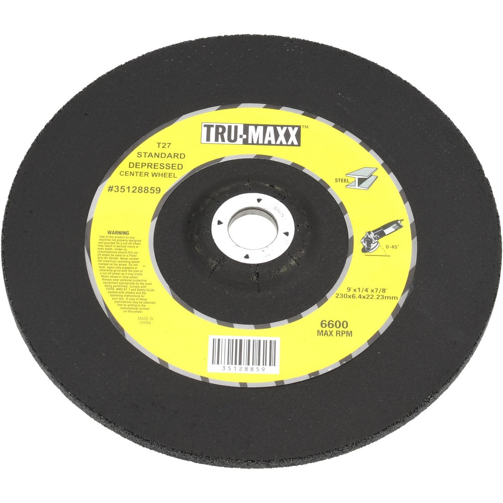 Depressed Center Wheel: Type 27, 9" Dia, Aluminum Oxide