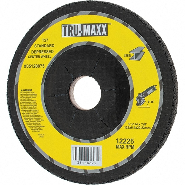 Depressed Center Wheel: Type 27, 5" Dia, Aluminum Oxide