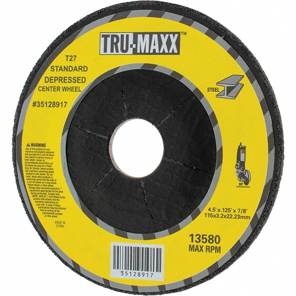 Depressed Center Wheel: Type 27, 4-1/2" Dia, Aluminum Oxide