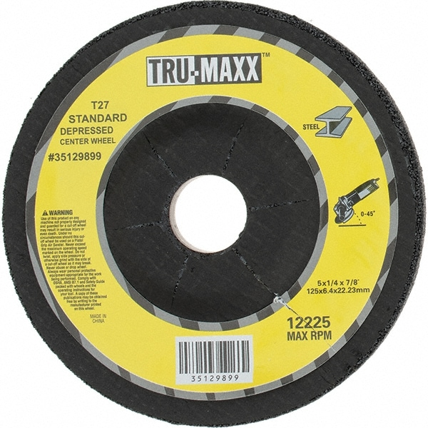 Depressed Center Wheel: Type 27, 5" Dia, Aluminum Oxide