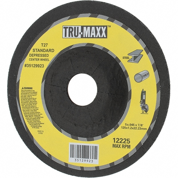 Depressed Center Wheel: Type 27, 5" Dia, 0.045" Thick, Aluminum Oxide