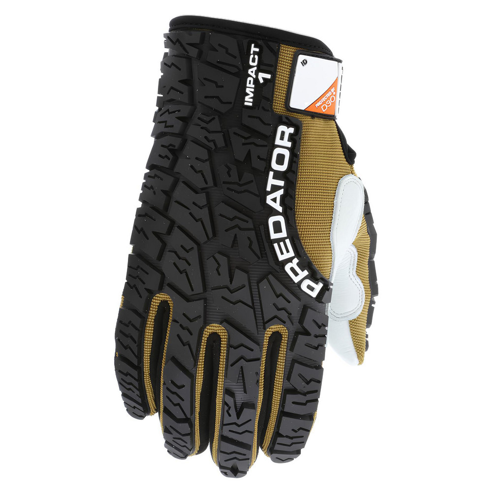 Work Gloves: Predator® PD2903, Size Medium, Cowhide Leather Lined, Cowhide Leather, Mechanic's & Lifting - White, Brown & Black, Pair