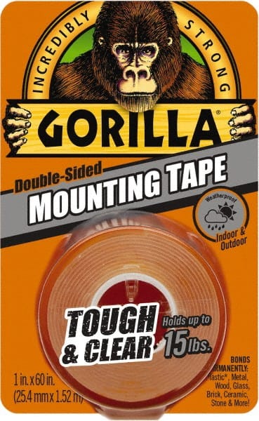 Clear Double-Sided Polyethylene Film Tape: 1" Wide, 60" Long, 43 mil Thick, Acrylic Adhesive, Orange