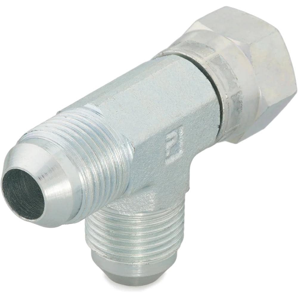 Steel Flared Tube Swivel Nut Run Tee: 1" Tube OD, 37 ° Flared Angle