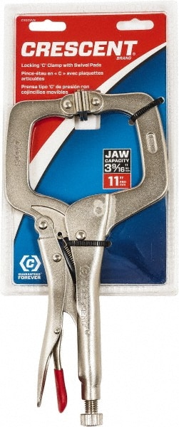 Crescent C11CCSVN Locking Plier: 4 Jaw Capacity, C-Clamp Jaw 