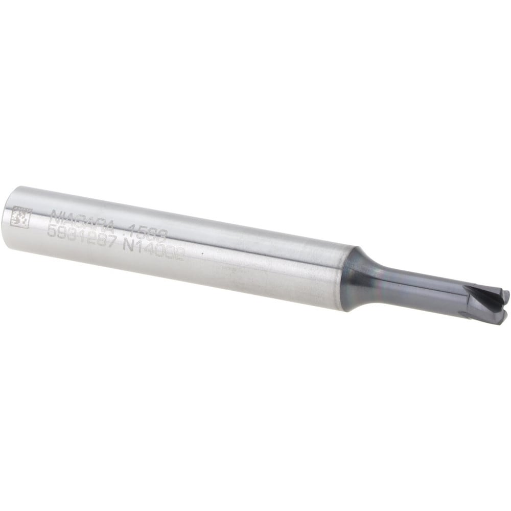 Corner Radius End Mill: 0.1563" Dia, 0.25 mm LOC, 0.02" Radius, 4 Flutes, Solid Carbide