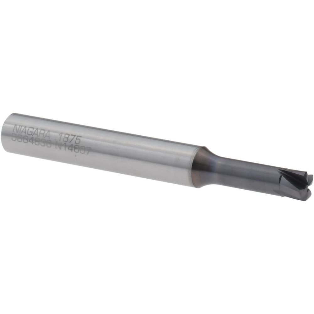 Corner Radius End Mill: 3/16" Dia, 0.3 mm LOC, 0.023" Radius, 4 Flutes, Solid Carbide