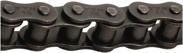 Roller Chain: 1-1/4" Pitch, 100 Trade, 10' Long, 1 Strand - 0.75" Roller Dia, ANSI B29.1