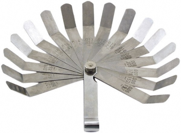 16 Piece, 0.005 to 0.02" Thick, Feeler Gage Set