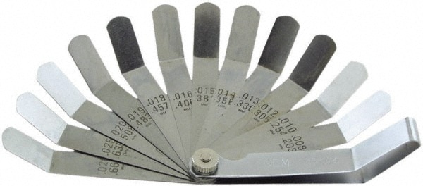 12 Piece, 0.008 to 0.26" Thick, Feeler Gage Set