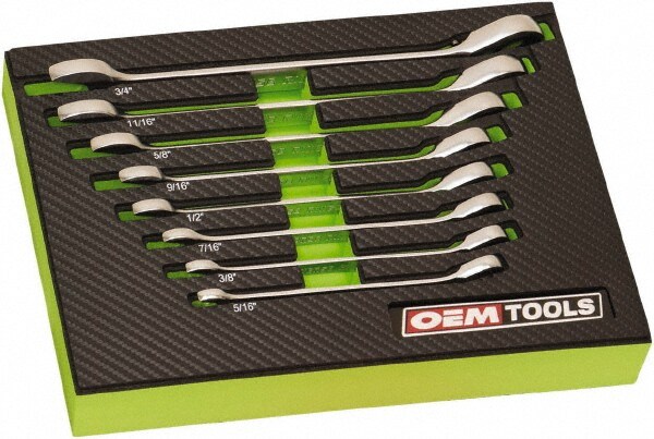 Ratcheting Reversible Combination Wrench Set: 8 Pc, Inch